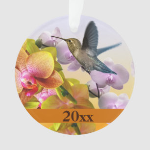 Kolibri Lila Flieder Gelbe Pinke Orchidee Ornament