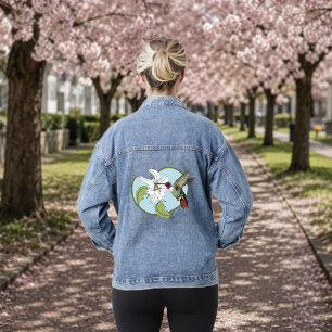 Kolibri-Lilie Blau Art Nouveau Jeansjacke