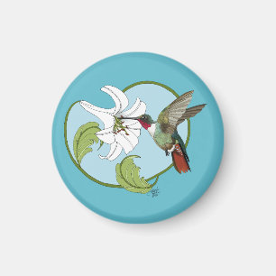 Kolibri-Lilie Blau Art Nouveau  Magnet