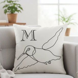 Kolibri-Linienkunst-Monogramm-Housewarming Kissen