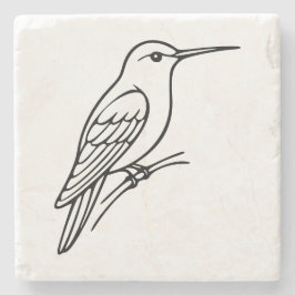 Kolibri-Linienkunst – Vogelillustration Steinuntersetzer
