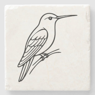 Kolibri-Linienkunst – Vogelillustration Steinuntersetzer