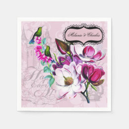 Kolibri-Magnolien-Hochzeitspapier-Servietten Serviette