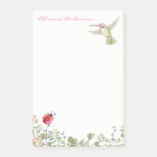 Kolibri-Marienkäfer-Garten-Monogramm des Post-it Klebezettel