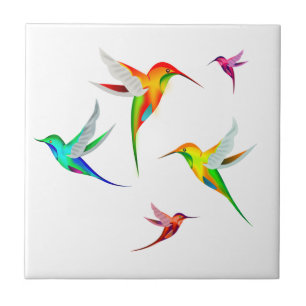 Kolibri-Menge niedlich - buntes Vogel-Aufpassen Fliese