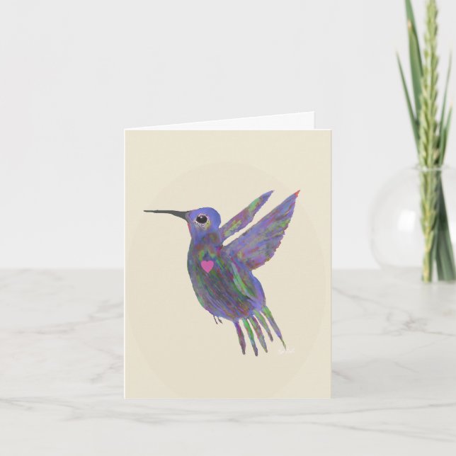 Kolibri mit Herz Karte (Vorderseite)