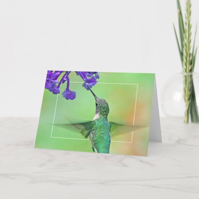 Kolibri mit Mona-Lavendel Karte (Vorderseite)