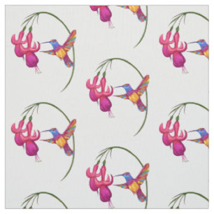 Kolibri mit pinkfarbener Blüte Stoff