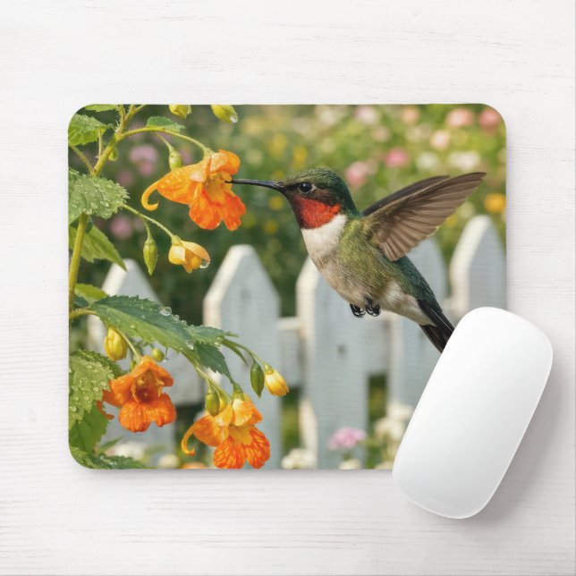 Kolibri mit Rührmichnichtan-Blume Mousepad (Mit Mouse)