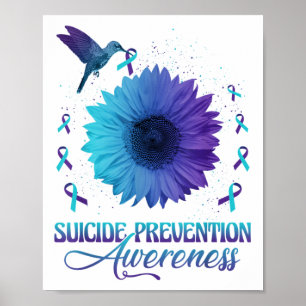 Kolibri Mit Sonnenblume Suizidpräventionsbewusstse Poster