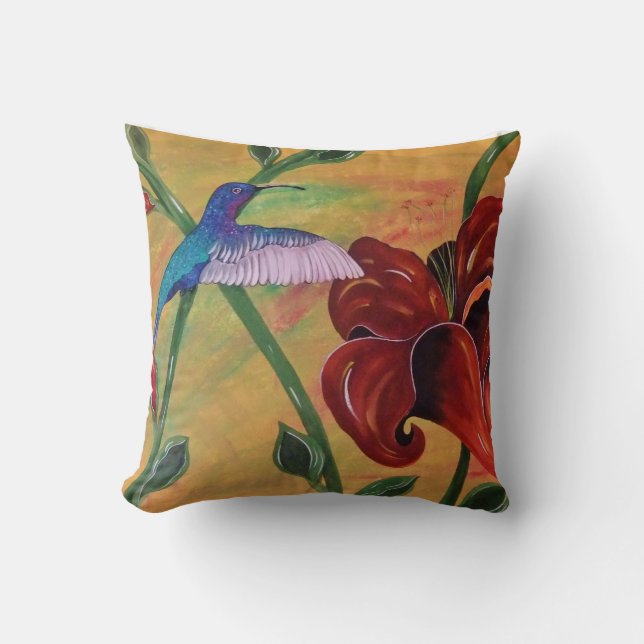 Kolibri mit Tiger-Lilien-Kissen Kissen (Vorderseite)