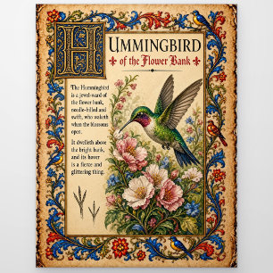 Kolibri, mittelalterliche Bestiarien-Kunst Postkarte