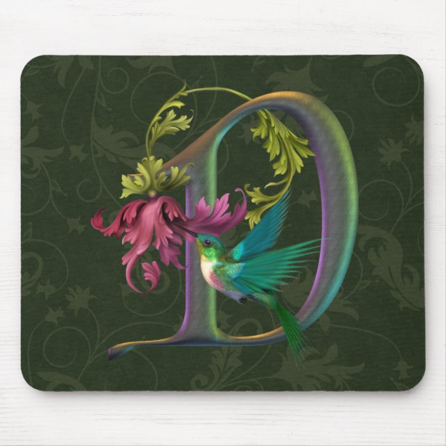 Kolibri-Monogramm D Mousepad (Vorne)