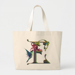 Kolibri-Monogramm E Jumbo Stoffbeutel