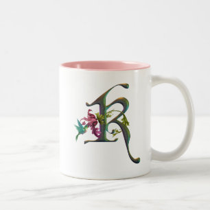 Kolibri-Monogramm K Zweifarbige Tasse