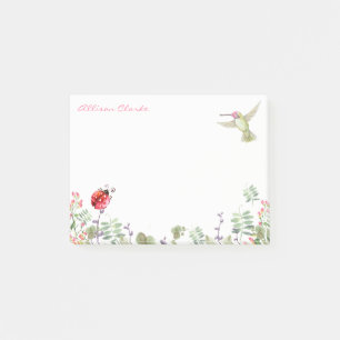 Kolibri-Natur-Garten-Marienkäfer-Wiesen-Monogramm Post-it Klebezettel