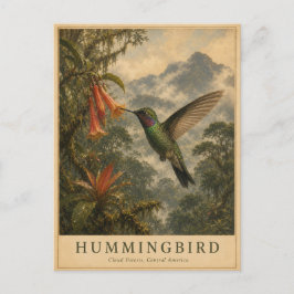 Kolibri-Nebelwald VINTAGE Postkarte
