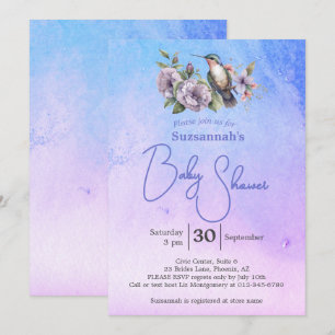 Kolibri-Pastell-Aquarell-Baby-Party Einladung