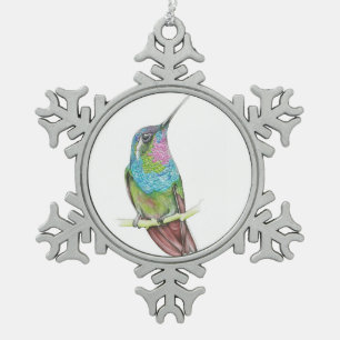 Kolibri Schneeflocken Zinn-Ornament