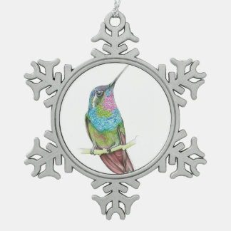 Kolibri Schneeflocken Zinn-Ornament