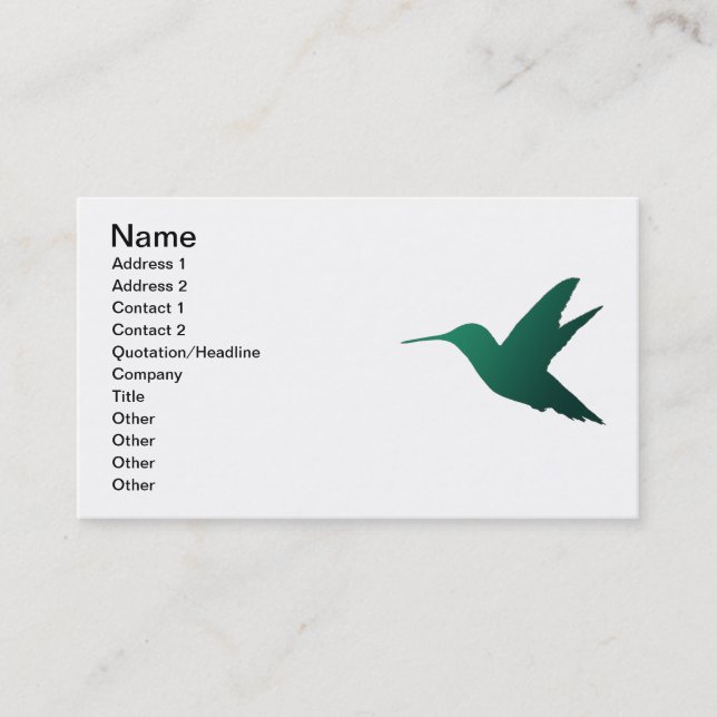 Kolibri-Silhouette-Geschäfts-Karte Visitenkarte (Vorderseite)