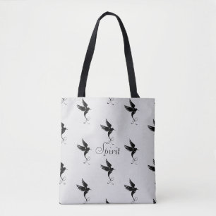 Kolibri-Silhouette in Silberfarbe Tasche