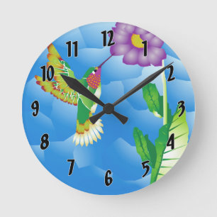 Kolibri: Stilisiert Runde Wanduhr