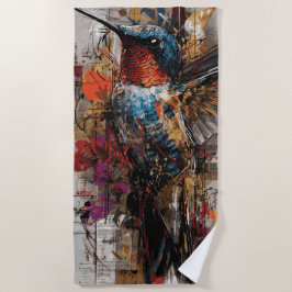 Kolibri-Straßenkunst-Illustration Strandtuch
