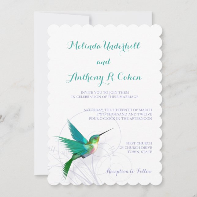 Kolibri-Strudel-12x18, das Einladung Wedding ist (Vorderseite)