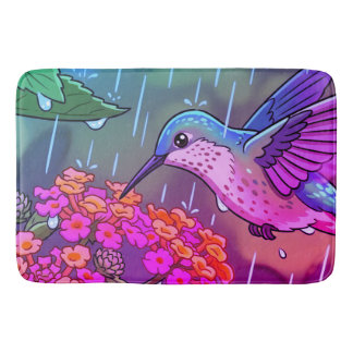 Kolibri trinkt Nektar aus Lantana-Blüten i Badematte