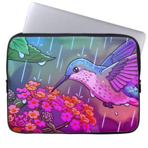 Kolibri trinkt Nektar aus Lantana-Blüten i Laptopschutzhülle