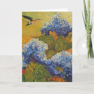 Kolibri und blaue Hydrangea-Gruß-Karte Karte
