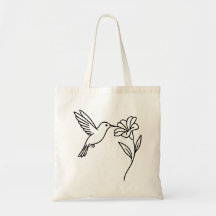 Kolibri und Blume – Minimalistische schwarze Linie