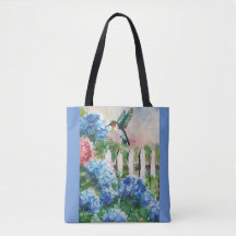 Kolibri und Blume Tragetaschen
