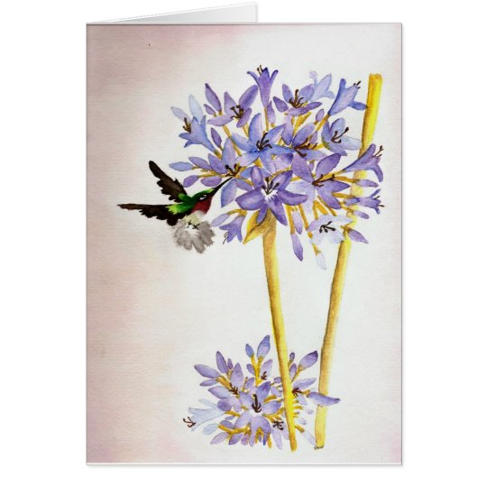 Kolibri und Blumen Karte