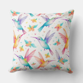Kolibri- und Blumenpastell-Wasserfarbenmuster Kissen