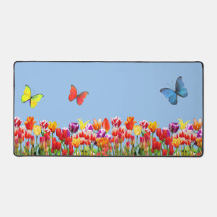 Kolibri und bunte Schmetterlinge Schreibtischunterlage