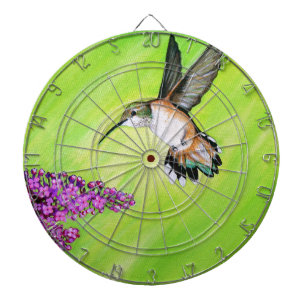 Kolibri-und Flieder-Malerei Dartscheibe