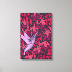 Kolibri und Fuchsien-Violett Leinwanddruck