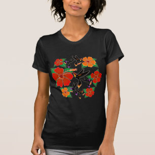 Kolibri und Hibiskus Batik T-Shirt