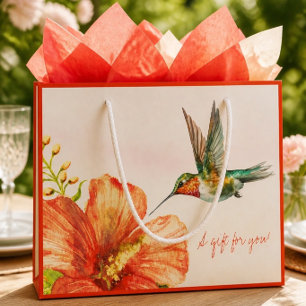 Kolibri und Hibiskusblüte Große Geschenktüte