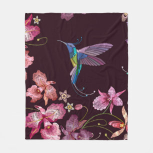 Kolibri und Orchidee exotische tropische Blumen se Fleecedecke