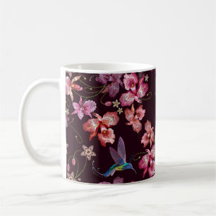 Kolibri und Orchidee exotische tropische Blumen se Kaffeetasse