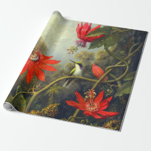 Kolibri- und Passionsblumenmalerei Geschenkpapier