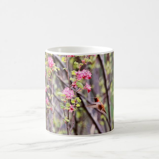 Kolibri und rosa Blumen Kaffeetasse (Mittel)