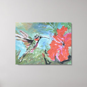 Kolibri und tropische Blume Leinwanddruck