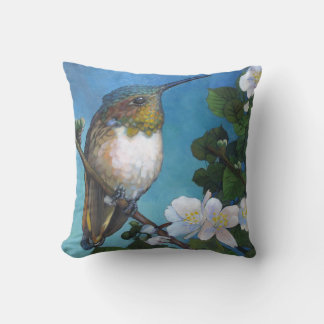 Kolibri- und weiße Blüten-Dekokissen Kissen
