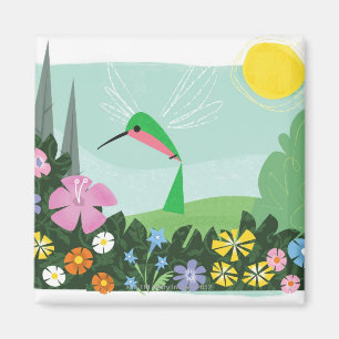 Kolibri unter Blumen Magnet