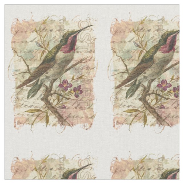 Kolibri-Vintage Collage Stoff (Nahaufnahme)