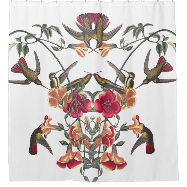 Kolibri-Vögel Audubon Blumen-Duschvorhang Duschvorhang (Vorderseite)